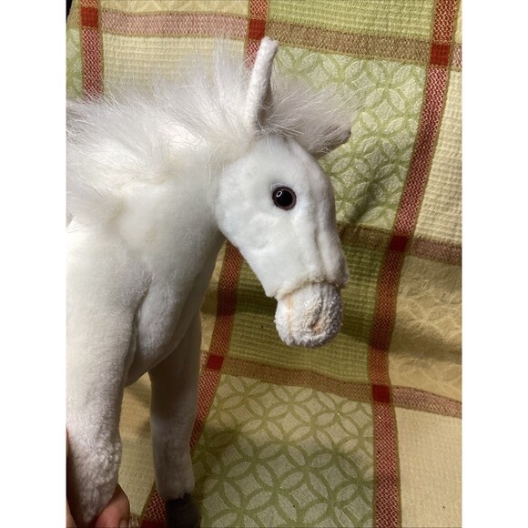 Vintage HANSA White Pegasus Plush Stuffed Animal Toy Posable Legs Hand Crafted - Picture 11 of 16